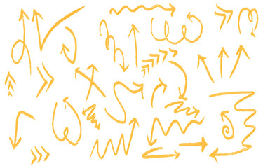 set of hand drawn arrows isolated on white background