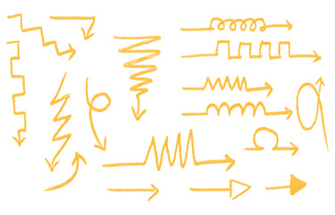 set of hand drawn arrows isolated on white background