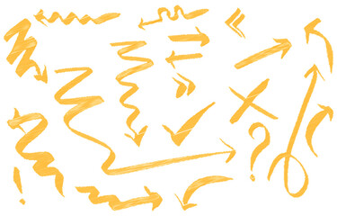 set of hand drawn arrows isolated on white background