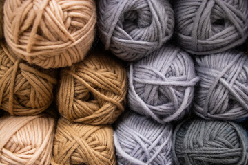 The texture of multi-colored fluffy woolen threads for knitting.