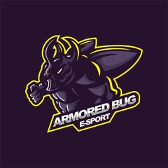 armored beetle bug premium mascot logo template