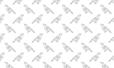 seamless pattern with outline bird.