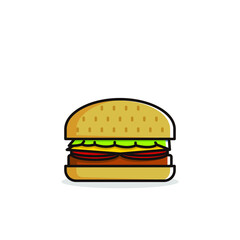 meat burger cartoon illustration vector