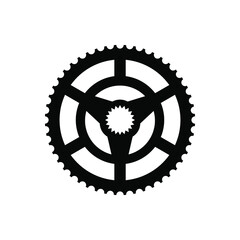 Simple Flat Monochrome bicycle sprocket icon. Chainrings, Bike gear icon. Vector illustration. Eps10 © ahmad