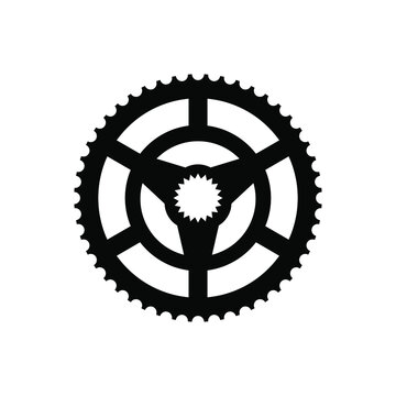 Simple Flat Monochrome bicycle sprocket icon. Chainrings, Bike gear icon. Vector illustration. Eps10