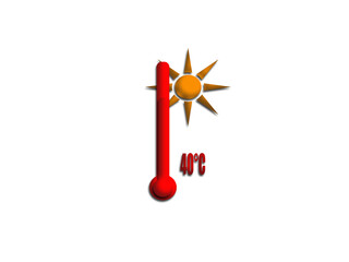 The thermometer icon. High temperature symbol