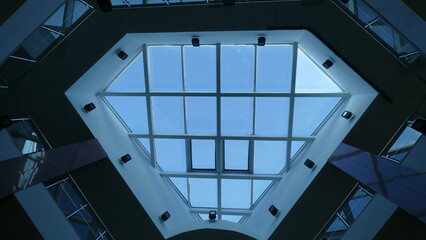 glass roof of the building bottom view