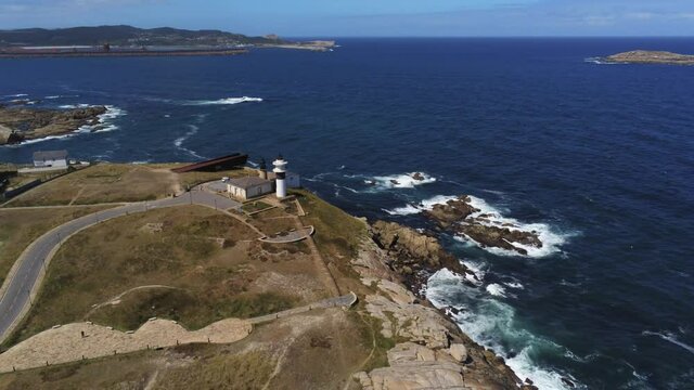 Aerial view in coastal area of Galicia,Spain. Drone Video