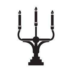 Candelabrum or candelabra candle holder with three candles lit flat vector icon for apps and websites