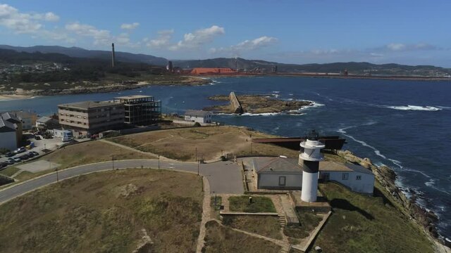 Aerial view  of beautiful lighthouse,Spain. Drone Video