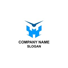 MM letter initial logo, bold M letter below and negative space M letter above.