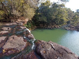 Salto dos gringos waterfall, nature, natural beauty, crystal clear river.
