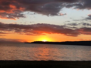 Sunset over beautiful lake Taupo.
