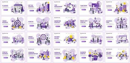Set of landing page design templates, Big collection concept of business flat vector illustration. can use for web banner, infographics, landing page, web template