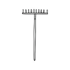 Sketch of a rake. Doodle style. Vector element for design. Garden tool.