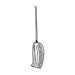 Sketch of a broom. Vector outline isolated element for design.