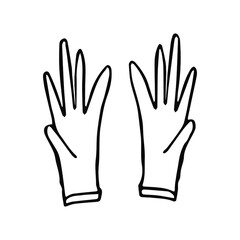 Sketch of gloves. Vector outlines elements for design.