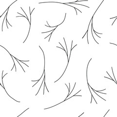 Fototapeta premium Primitive monochrome twigs on a white background. Vector seamless pattern. Design for cloth, card, print, wrapping.