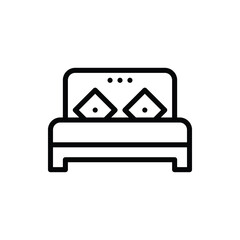 Couple and Double Divan, Couch, Bed, Bedroom, Mattress Icon Logo Vector Isolated. Hotel Service Icon Set. Editable Stroke and Pixel Perfect.
