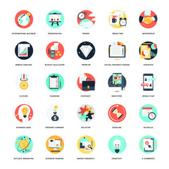 Flat Concept Icons Related to Finance and Business 