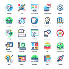 Pack of School and Education Flat Design Vector Icons