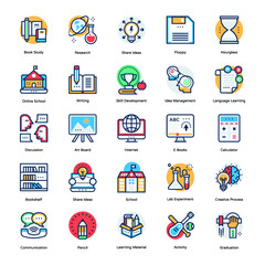 Collection of Education Coloured Flat Icons