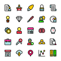 Business and Office Colored Icons Collection