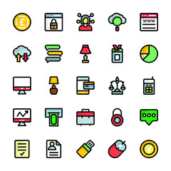 Business and Finance Colored Outline Icons 