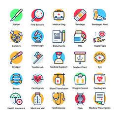 The Hospital Care Vector Icons Set