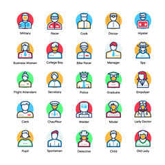 Professions Colored Icons Set