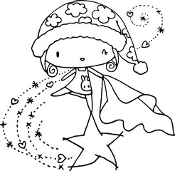 vector cartoon girl with Nightcap