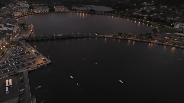 Aerial view in coastal village of Viveiro. Galicia.Spain. Drone Footage