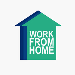 Stay at home text under house roof . COVID 19 or coronavirus protection campaign logo. Self isolation appeal as sign or symbol. Virus prevention concept. Vector illustration.