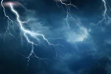 Poster Im Rahmen Lightning, thunder cloud dark cloudy sky © LOVE A Stock