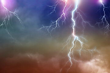 Lightning, thunder cloud dark cloudy sky