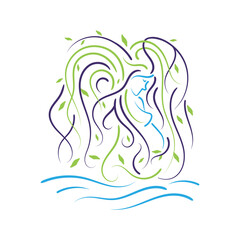 natural green beautiful pregnant woman logo design vector symbol illustration