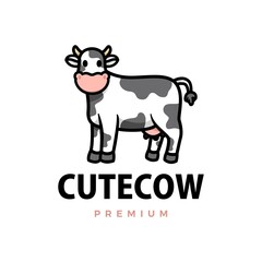cute cow cartoon logo vector icon illustration