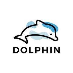 dolphin outline logo vector icon illustration