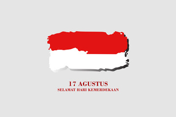 Indonesia Happy Independence Day, anniversary on August 17 each year. This red and white flag design is made of artistic watercolor brush paint vector.