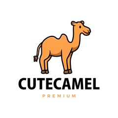 cute camel cartoon logo vector icon illustration
