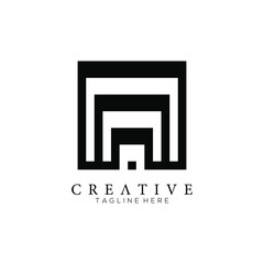 Unusual geometric letter A, Architecture monogram logo template