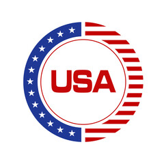 Red and blue Stars and Stripes USA badge Independence day emblem and label patriotic American badges and labels with flag