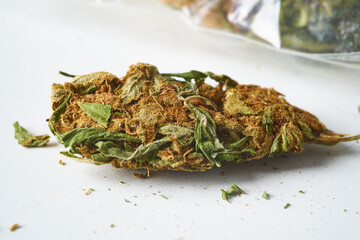 Marijuana flower bud, recreational drug. Medical Cannabis 