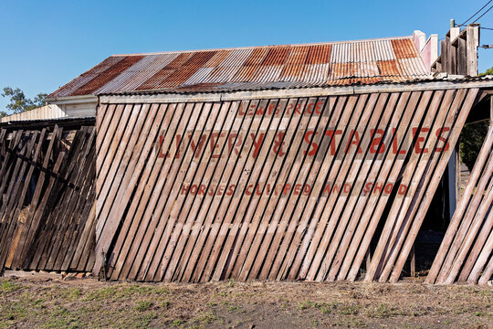 Injune, Queensland, Australia - October 2019: An old livery and stables preserved for its historical value