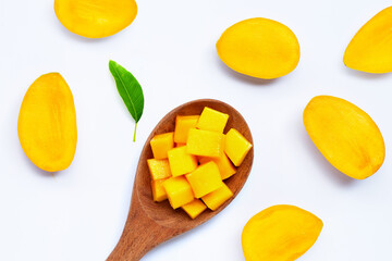Tropical fruit, Mango  on white background.