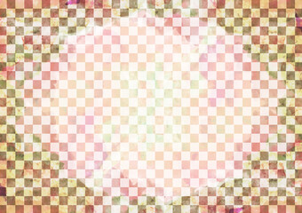 水彩の背景素材　和風　日本風　ピンク　レトロ 市松模様