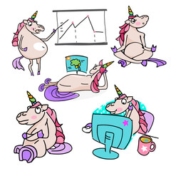 Set of unicorns. Unicorns illustration on white background