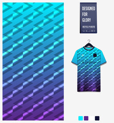 Turquoise gradient geometry shape abstract background. Fabric textile pattern design for soccer jersey, football kit, sport uniform. T-shirt mockup template design. Vector Illustration.