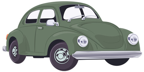 Veteran classic small car. Cartoon retro automobile. Stock illustration