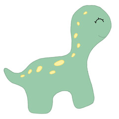 cute green dinosaur for boy, vector element, kids drawing, toy decorative element